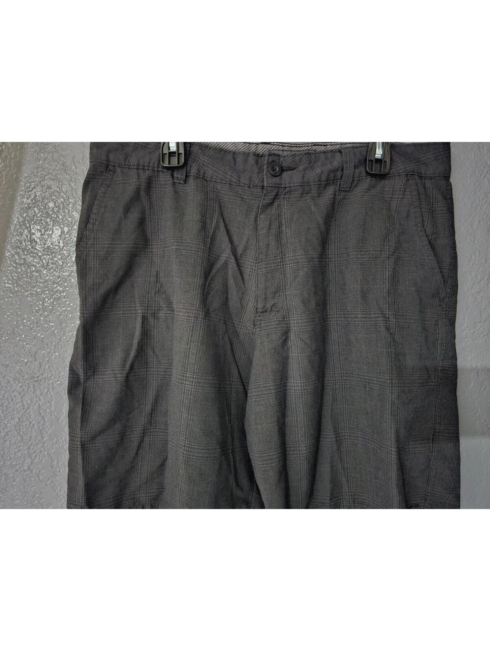 Men's O'Neill Board Shorts Striped Check Size 38 Black & Gray Pockets Flat Front - Picture 2 of 7